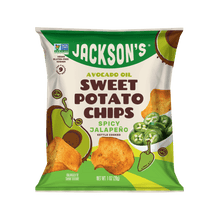 Load image into Gallery viewer, Jackson's kettle-cooked Spicy Jalapeño Sweet Potato Chips in Avocado Oil 1oz. Gluten-free & vegan chips
