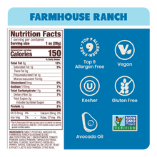 Load image into Gallery viewer, Nutrition Label Farmhouse Ranch Sweet Potato Chips in Avocado Oil 1oz. Gluten-free, paleo and vegan snack