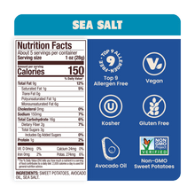 Load image into Gallery viewer, Nutrition Label Wavy Sea Salt Sweet Potato Chips in Avocado Oil