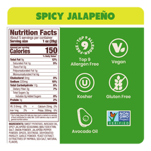 Load image into Gallery viewer, Nutrition Label Spicy Jalapeño Sweet Potato Chips in Avocado Oil
