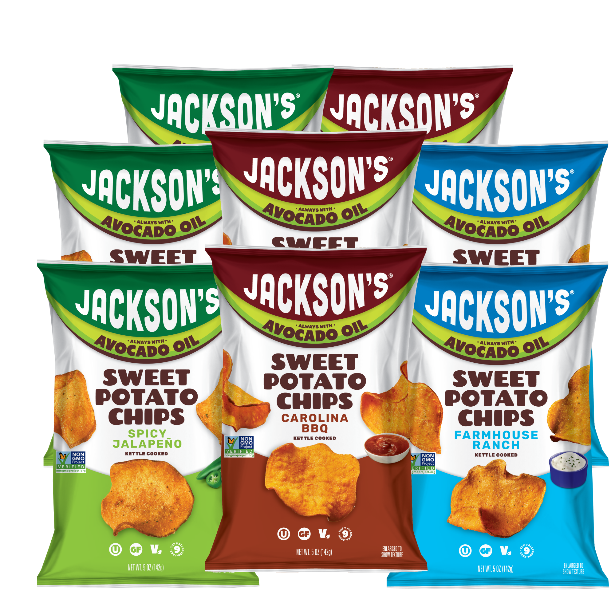 Jackson's Variety Pack Sweet Potato Chips in Avocado Oil 5oz (Pack