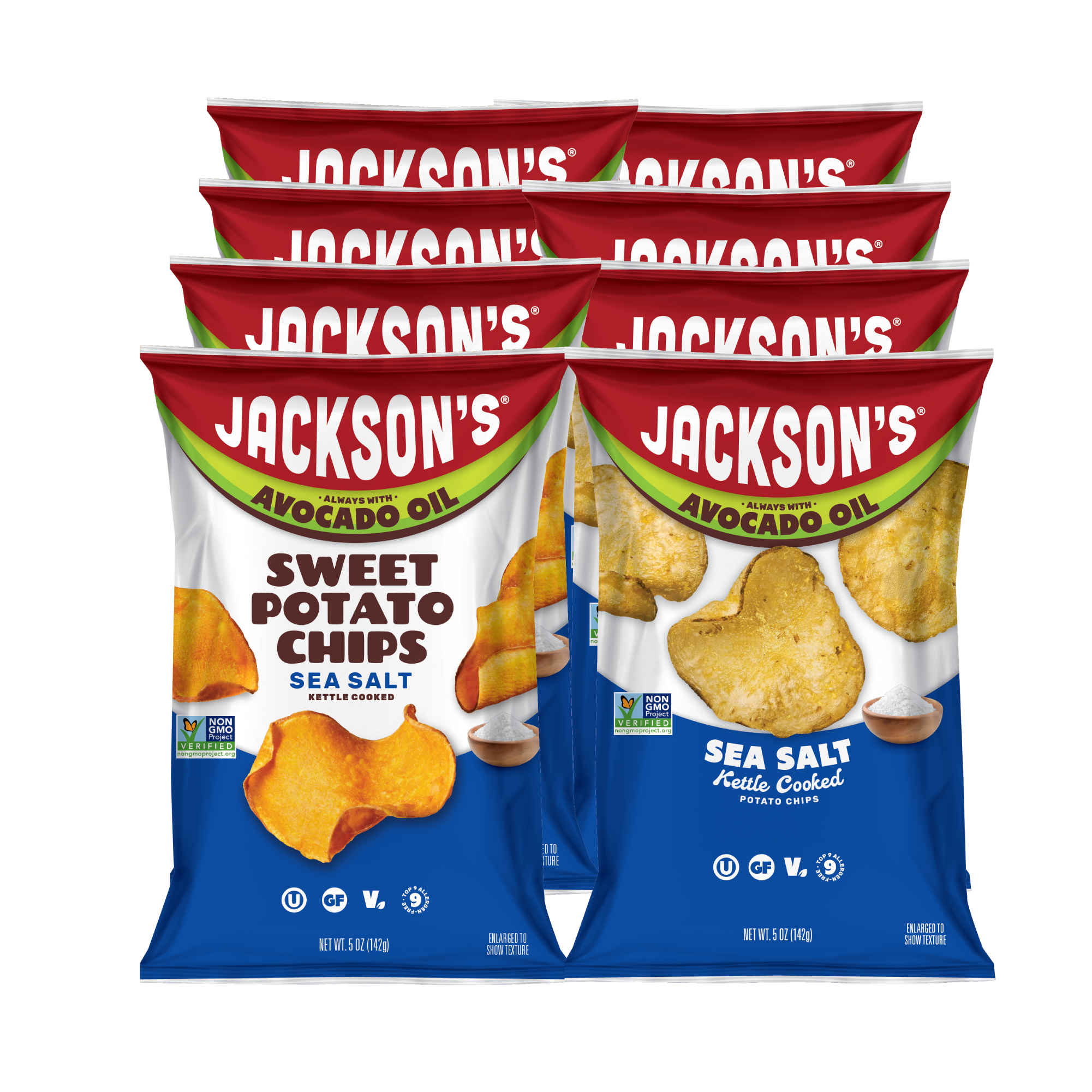 Jackson's Sea Salt Variety Pack Sweet & Kettle Chips in Avocado