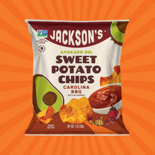 Load image into Gallery viewer, Crunchy Carolina BBQ Sweet Potato Chips in premium Avocado Oil 1oz. Whole30-approved and paleo snack