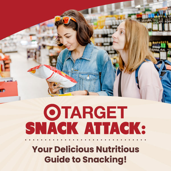 Target snack aisle guide featuring feel good snacks made with avocado oil and real food ingredients