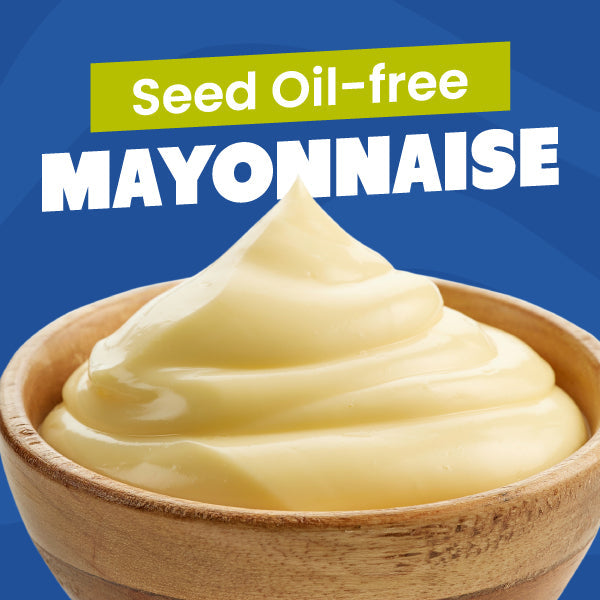 Seed Oil-Free Mayonnaise in a Wooden bowl