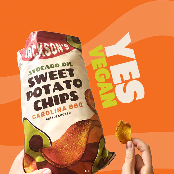 Bag of Jackson's Sea Salt Kettle Chips next to a bowl of chips, exploring whether kettle chips are vegan