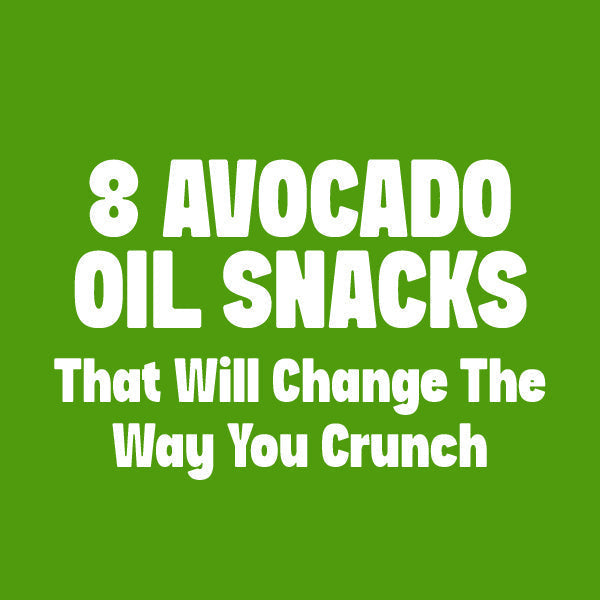 Graphic featuring eight avocado oil snacks, including Jackson's Super Veggie Straws®, kettle chips, and veggie-based snacks