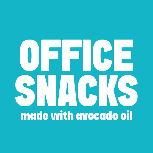 Graphic banner for a blog post about office snacks made with avocado oil