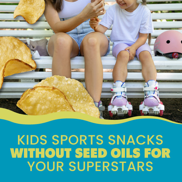 Mom and Kid in roller skates enjoying seed oil-free sports snacks