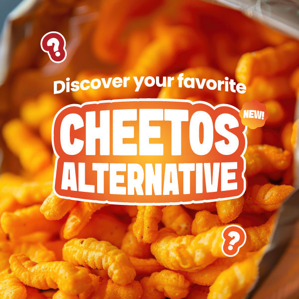 graphic with text "discover your new favorite cheetos alternative" seed oil-free snacks