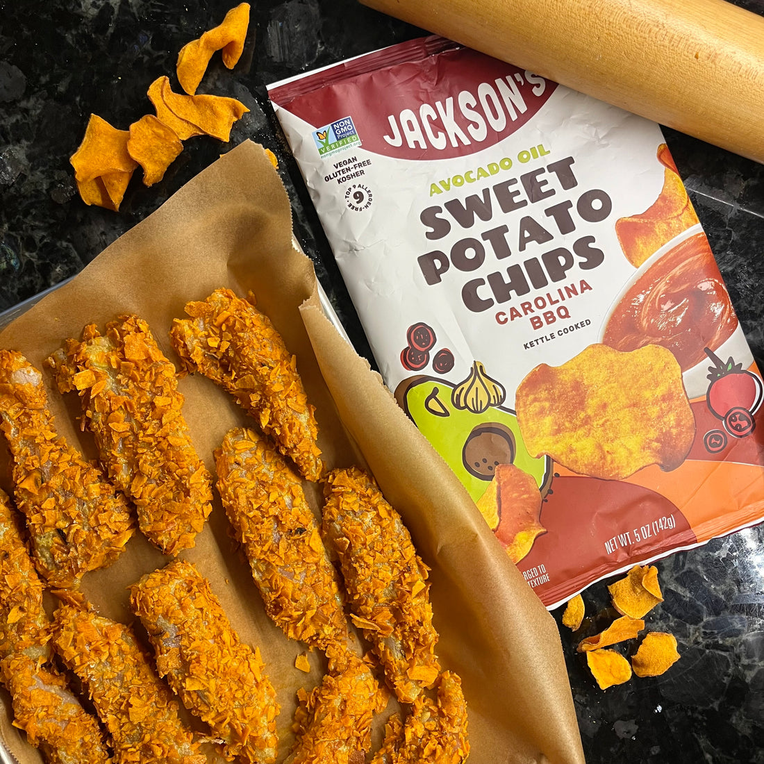 Sweet Potato Chip Crusted Chicken Tenders