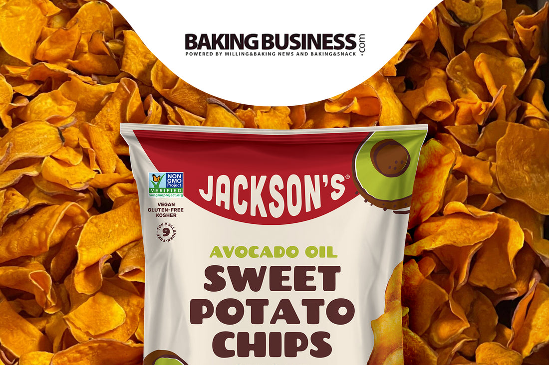Jackson's vegan sweet potato chips featured on Baking Business