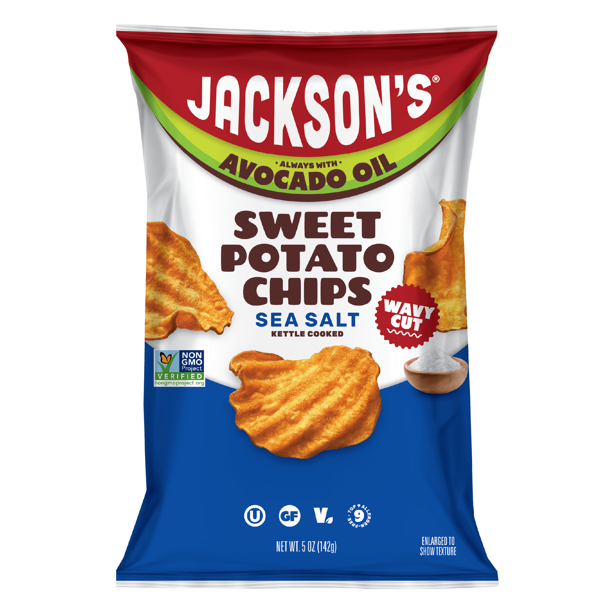 Wavy Sea Salt Sweet Potato Chips in Avocado Oil 5oz Bags
