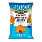 Dairy-Free Farmhouse Ranch Sweet Potato Chips in premium Avocado Oil 5oz Bags. Crispy and savory snack