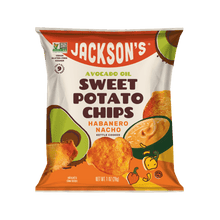 Load image into Gallery viewer, Habanero Nacho Sweet Potato Chips in Avocado Oil 1oz. Vegan and dairy-free snack
