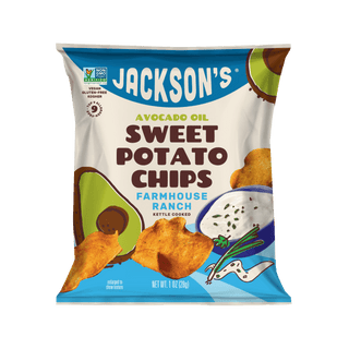 Vegan Farmhouse Ranch Sweet Potato Chips in Avocado Oil 1oz. Grain-free chips