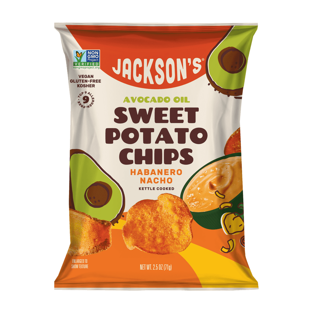 Habanero Nacho Sweet Potato Chips in Avocado Oil 2.5oz. Spicy Vegan Snack
