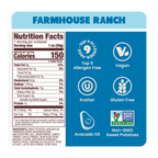 Nutrition Label Farmhouse Ranch Sweet Potato Chips in premium Avocado Oil 1oz - 30 Bags. Gluten-free and keto snack