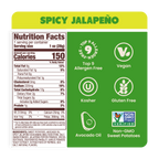 Nutrition Label Spicy Jalapeño Sweet Potato Chips in Avocado Oil 1oz - 30 Bags. Whole30 & dairy-free snack