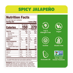 Nutrition Label of kettle-cooked Spicy Jalapeño Sweet Potato Chips in Avocado Oil 2.5oz - 14 Bags. Clean, Natural, crunchy snack.