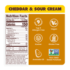 Nutrition Label of Jackson's cheddar & sour cream flavored kettle cooked sweet potato chips
