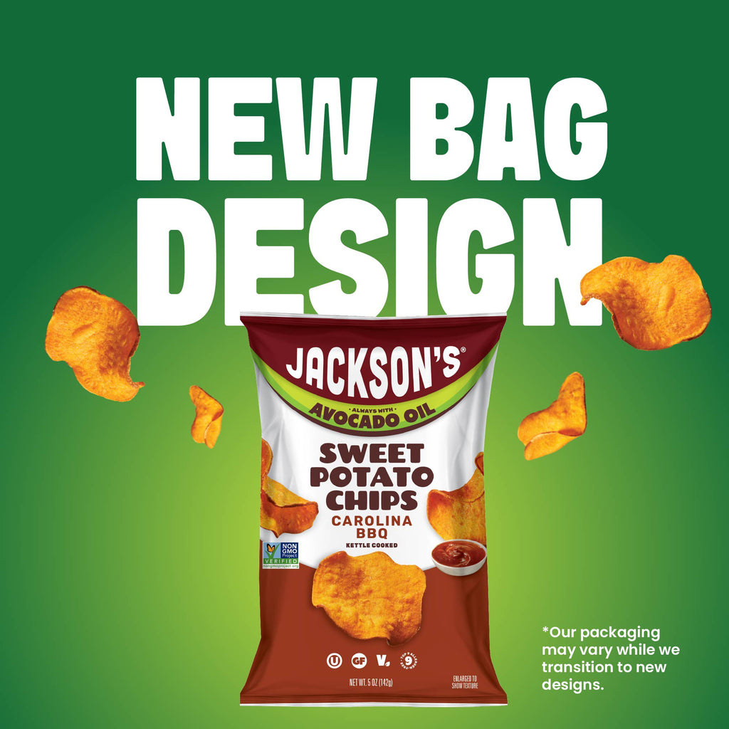 Carolina BBQ Sweet Potato Chips New Bag Design 5oz, new bag design coming, our packaging may very while we transition to new designs.