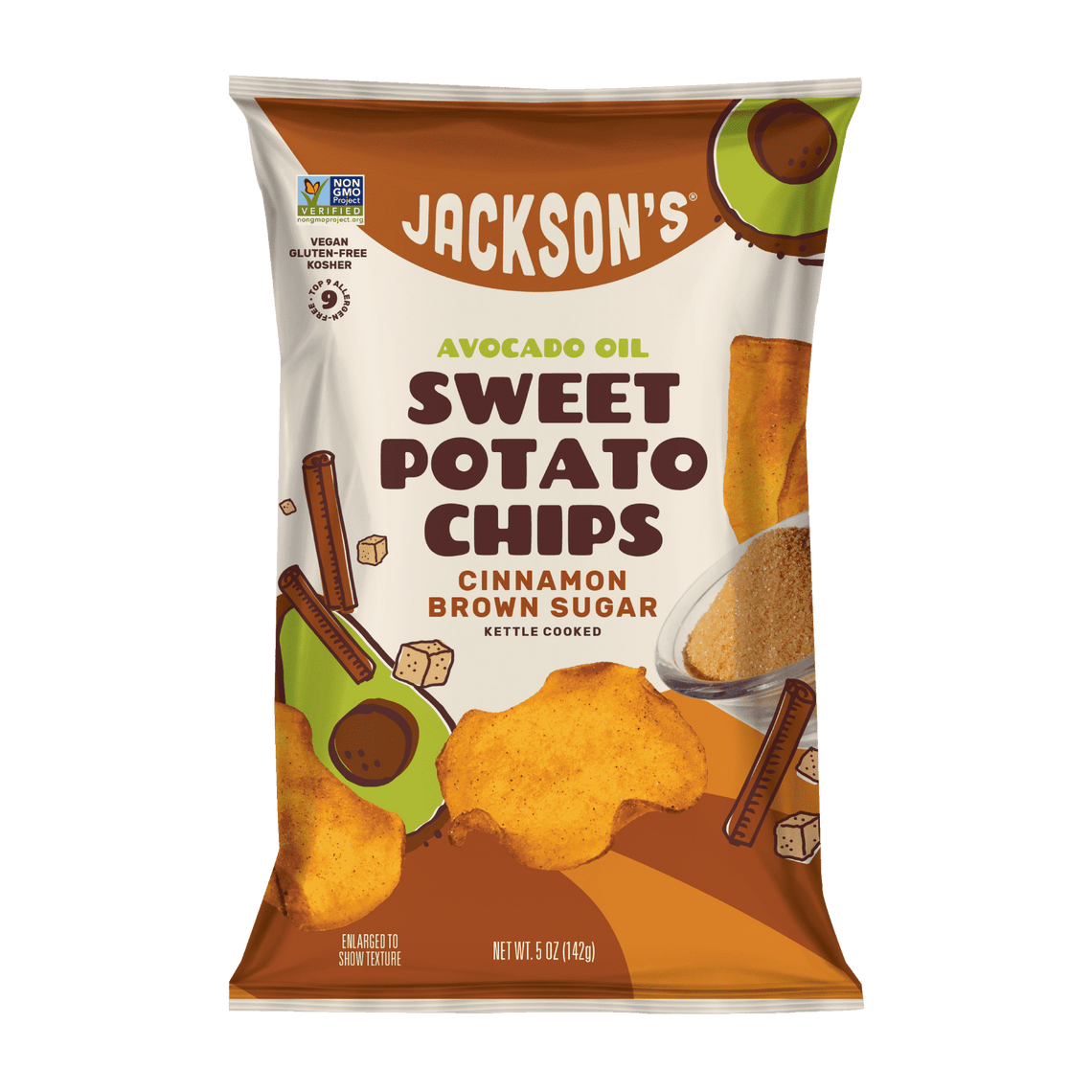 Jackson's Cinnamon Brown Sugar Sweet Potato Chips Front Bag