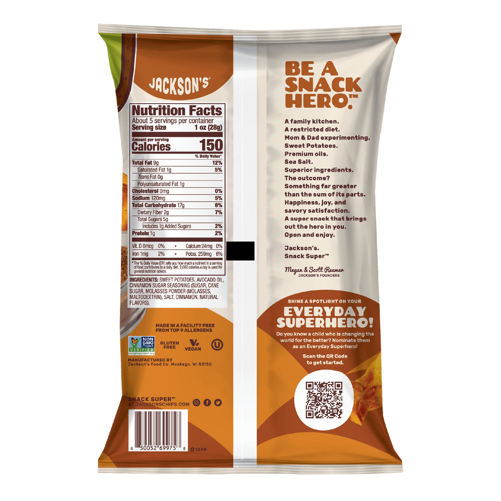Cinnamon Brown Sugar Sweet Potato Chips in Avocado Oil 5oz (Pack of 8)