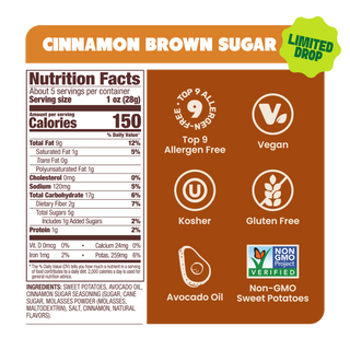Jackson's Cinnamon Brown Sugar Sweet Potato Chips top 9 allergen free vegan gluten free