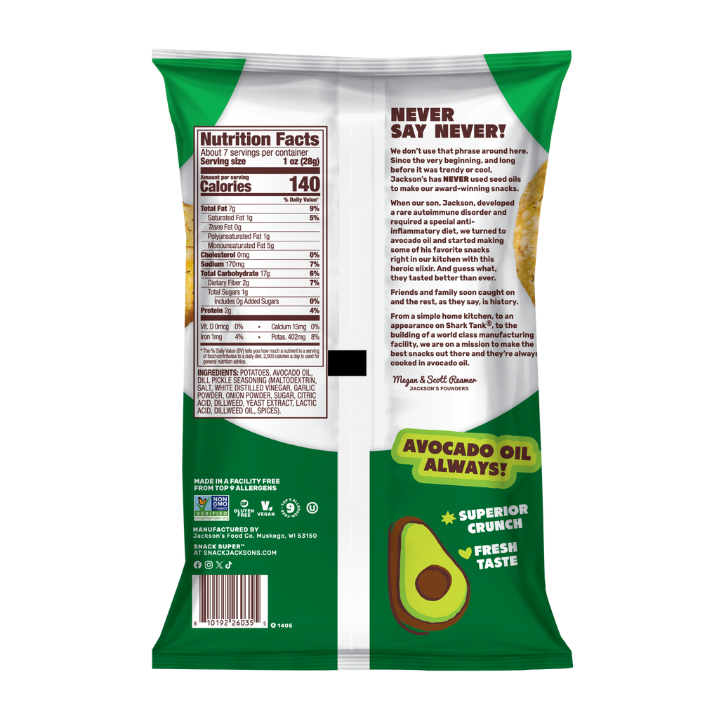 Dill Pickle Kettle Chips in Avocado Oil 7oz (Pack of 6)