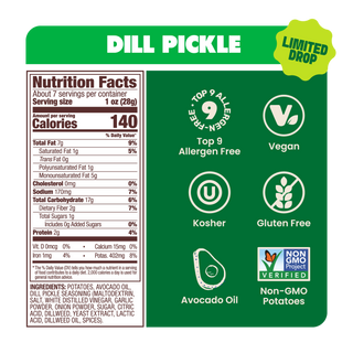 Dill Pickle Kettle Chips in Avocado Oil 7oz (Pack of 6)