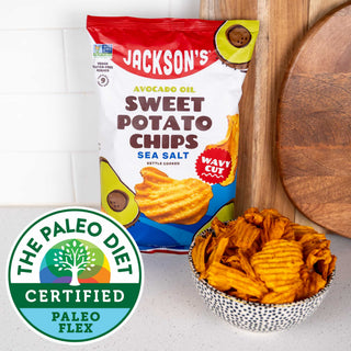 Jackson's Sweet Potato Chips are paleo, certified by the official Paleo certification organization, The Paleo Diet.