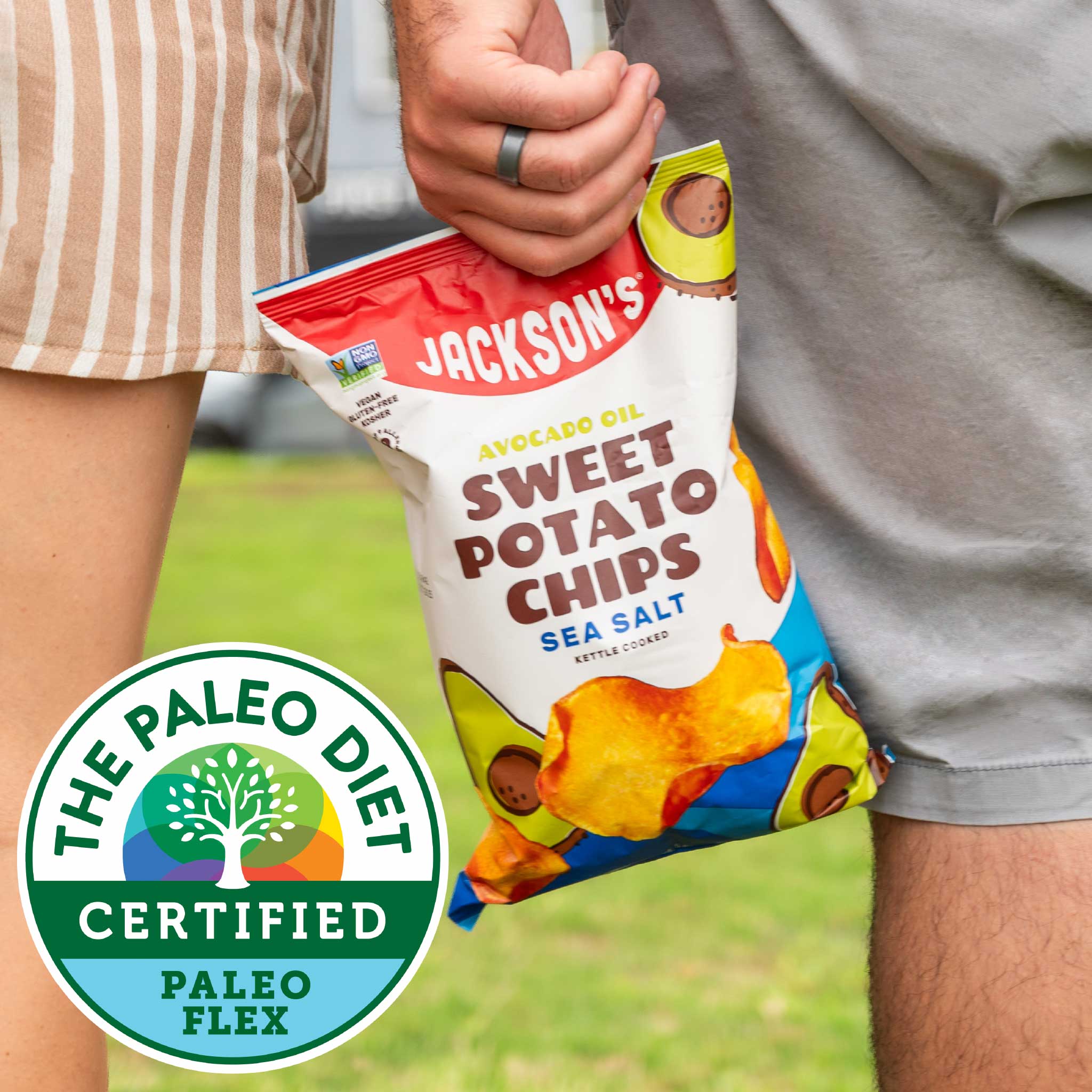 Jackson's Sweet Potato Chips are paleo, certified by the official Paleo certification organization, The Paleo Diet.