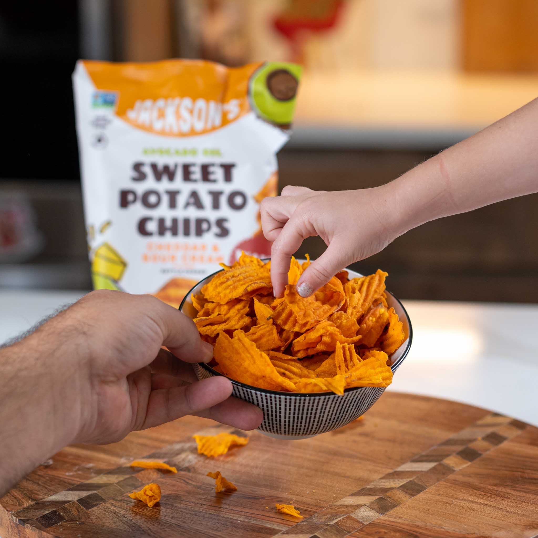 Jackson's Wavy Cheddar & Sour Cream Flavored Sweet Potato Chips in