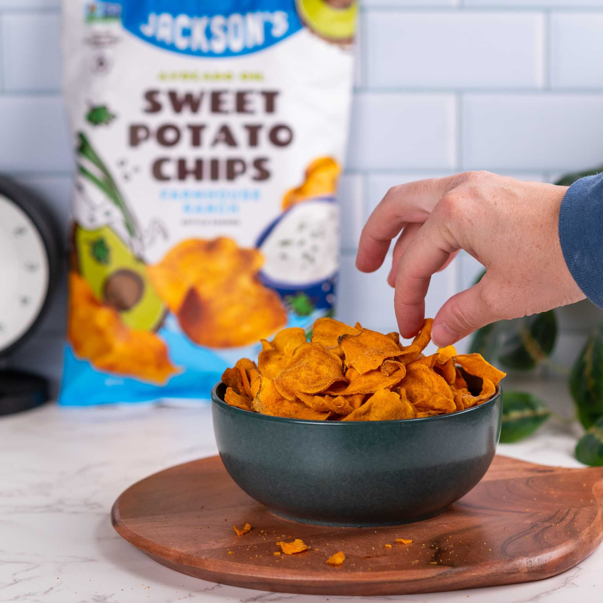 Jackson's Sweet Potato Chips Farmhouse Ranch cooked in avocado oil
