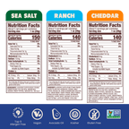 Jackson's Super Veggie Straw Variety Pack Nutrition Labels of Sea Salt, Ranch and Cheddar Flavors