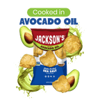 Cooked in avocado oil. Jackson’s Potato Chips. Jackson’s Honest Potato Chips in Sea Salt cooked Heroic in Avocado oil. 