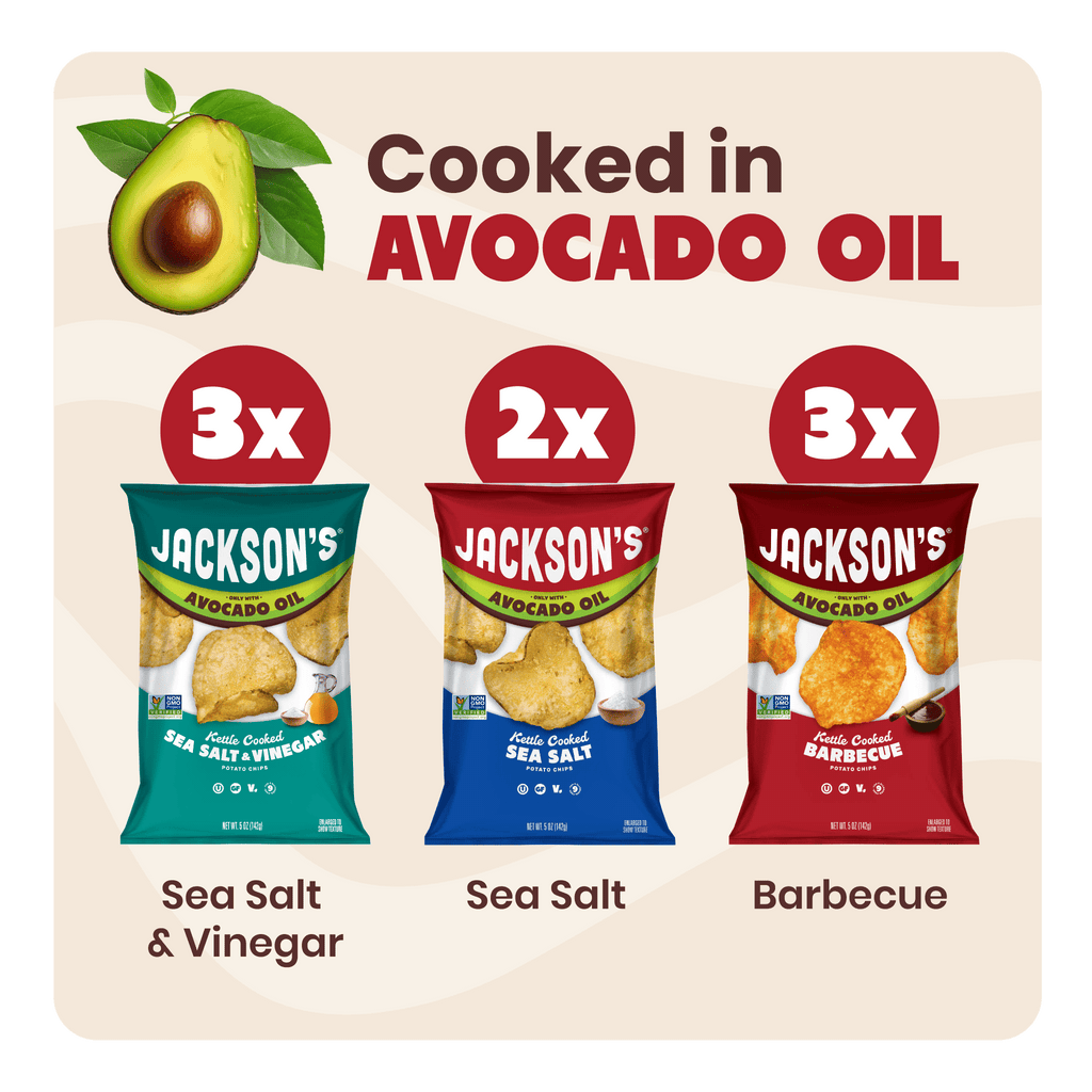 Variety Pack Kettle Chips in Avocado Oil 5oz (Pack of 8)
