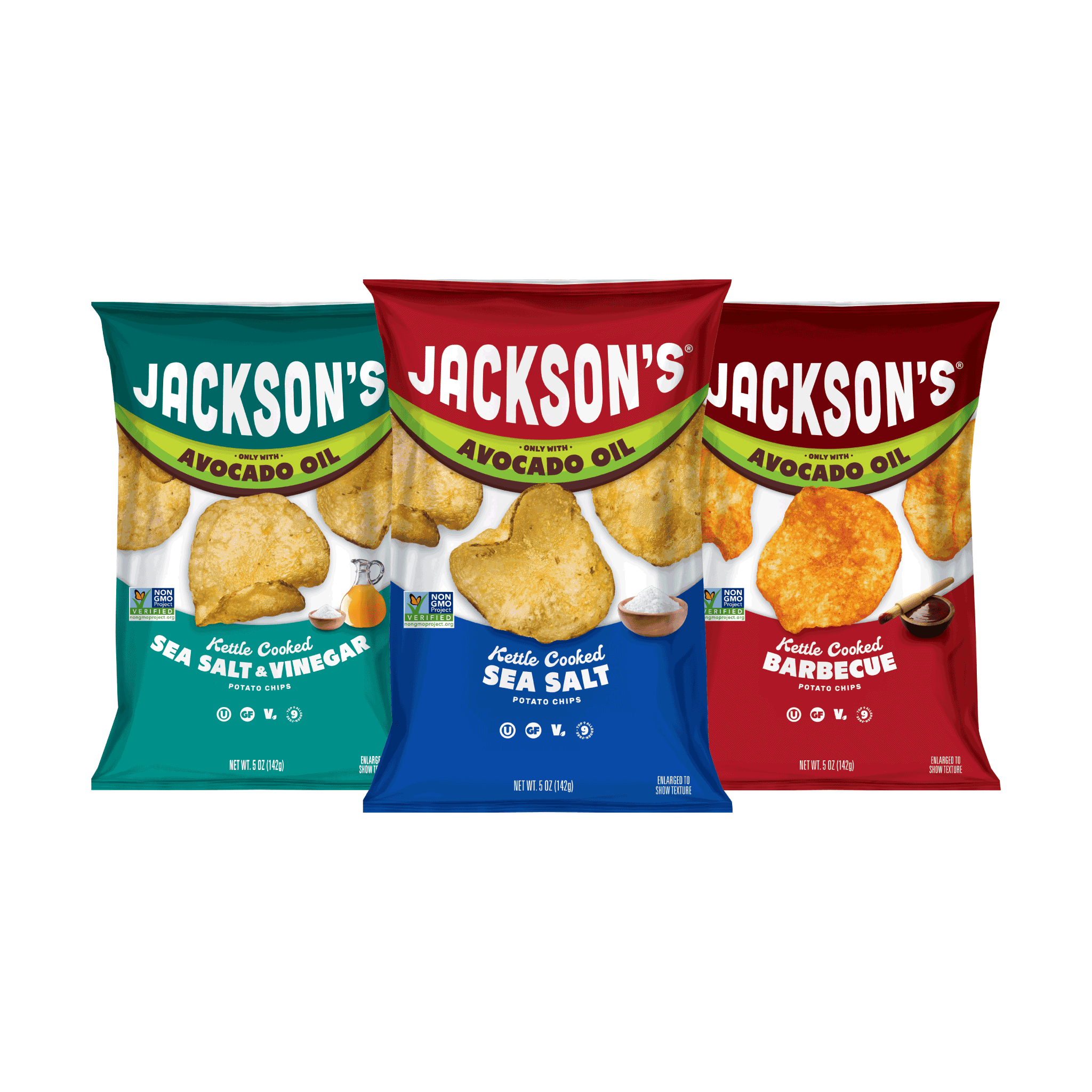 Variety Pack Kettle Chips in Avocado Oil 5oz (Pack of 8)