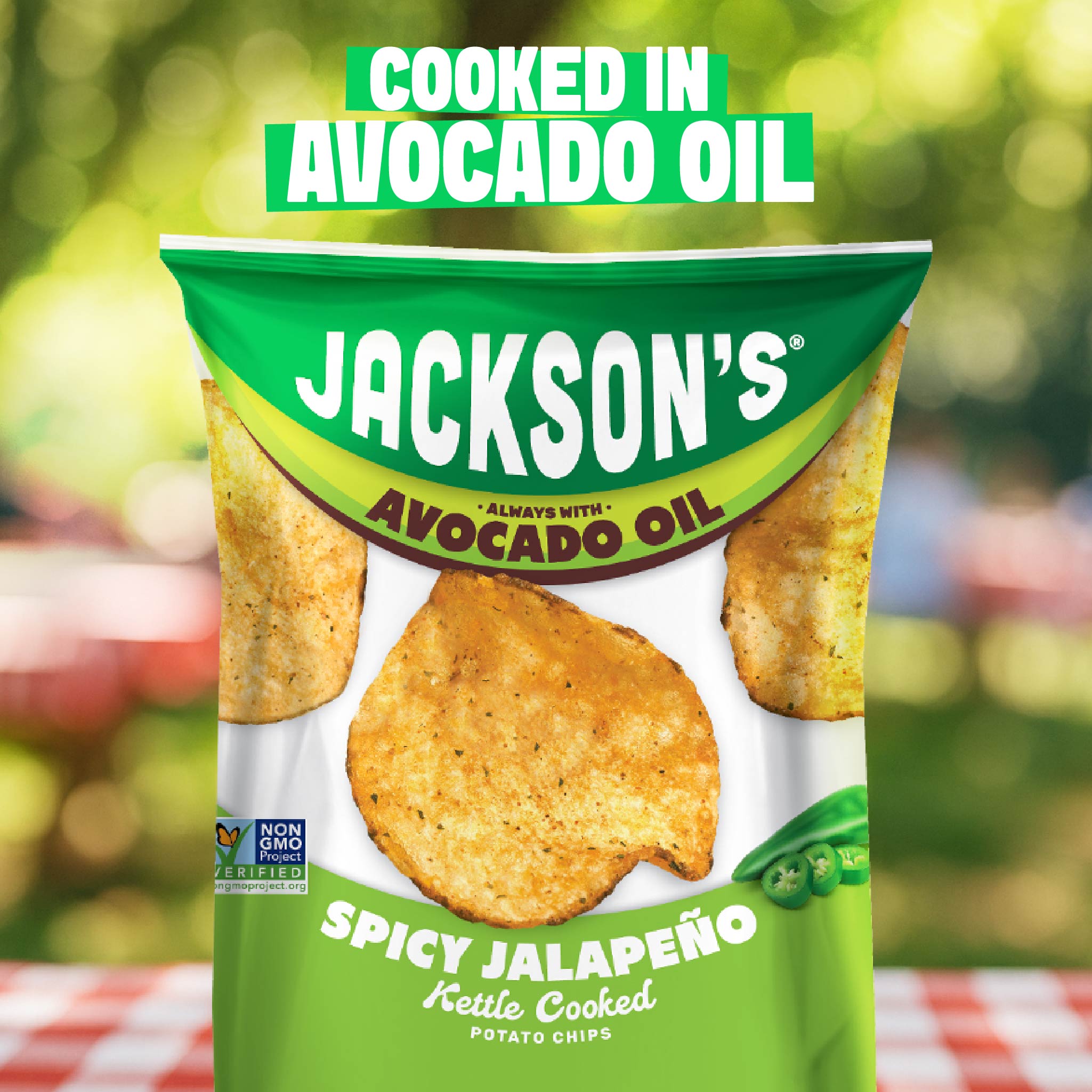 Jackson's Spicy Jalapeño Kettle Chips in Avocado Oil 5oz (Pack of