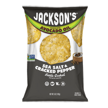 Load image into Gallery viewer, Jackson's Sea Salt &amp; Cracked Pepper Kettle Chip Cooked in Avocado Oil. Perfect for lunch.
