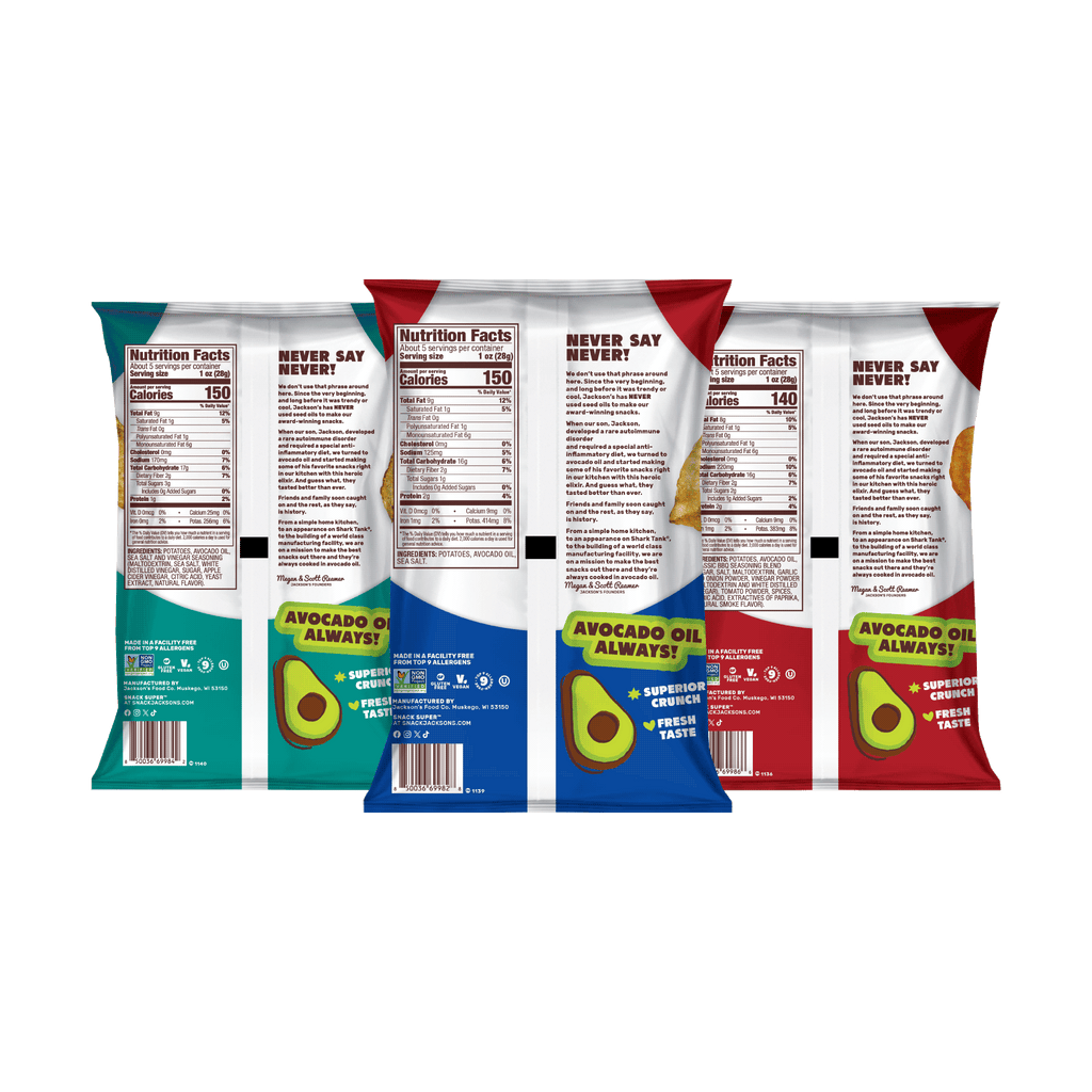 Variety Pack Kettle Chips in Avocado Oil 5oz (Pack of 8)