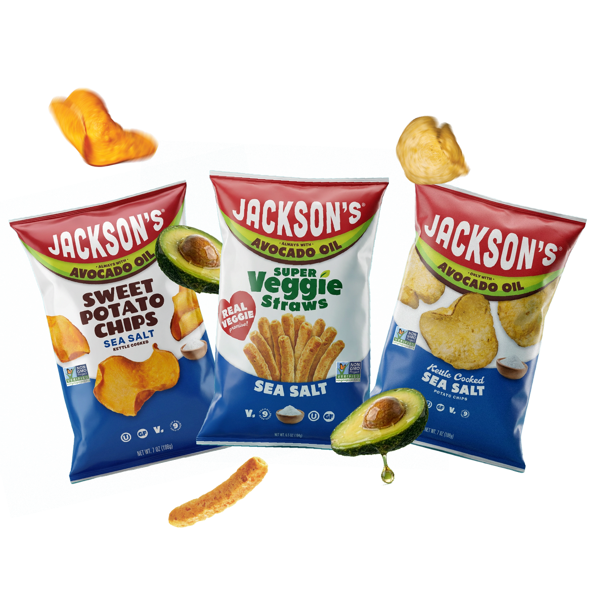 Jackson's Variety Pack Avocado Oil Snacks (Pack of 8) & Jackson's