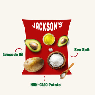 Jackson's bag with core ingredients of avocado oil, non-gmo potato, and sea salt