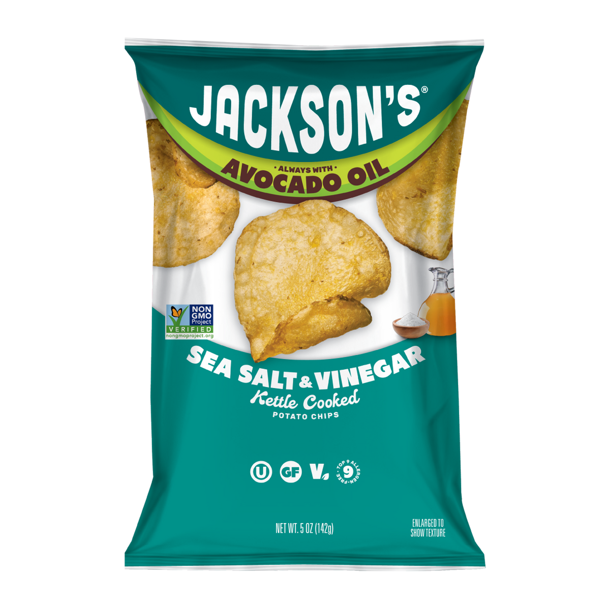 Jackson's Sea Salt & Vinegar Kettle Chips Cooked In Avocado Oil & Jackson's
