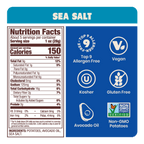 Jackson's Nutrition Label for Kettle Chips in Sea Salt Gluten-free, allergen friendly, seed-oil free, cooked in avocado oil.
