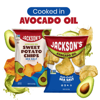 Jackson's Sweet Potato Chips and Kettle Chips in Sea Salt Variety Pack. Gluten-free, allergen friendly, seed-oil free, cooked in avocado oil.