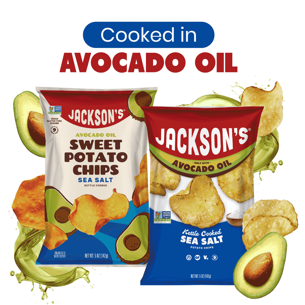 Chips cooked in avocado oil for superior taste and crunch