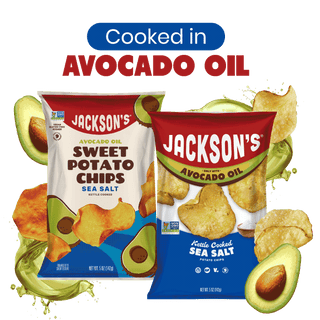 Chips cooked in avocado oil for superior taste and crunch