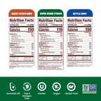 Jackson's Sea Salt Variety Pack Snacks, snack size bags, nutrition label, sweet potato chips, kettle chips and super veggie straws. All cooked in avocado oil. Glute free, dairy free, vegan, free of top 9 allergens. All Sea Salt flavors.